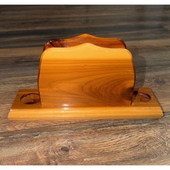 Vintage Wood Hand Carved Stag Deer Shellac Napkin Salt  & Pepper Shaker Holder - Picture 2 of 4